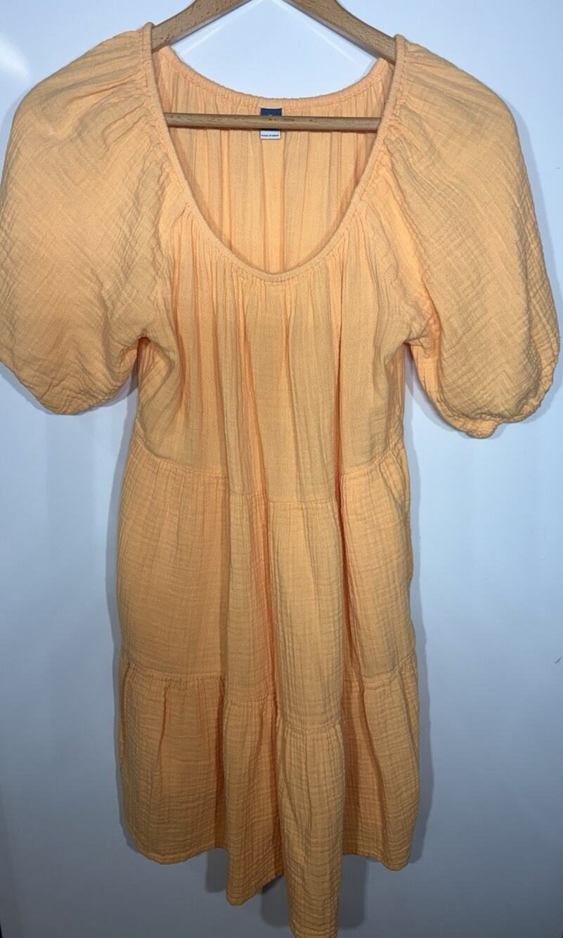 Old Navy Puff-Sleeve Tiered Mini Swing Dress Size Medium